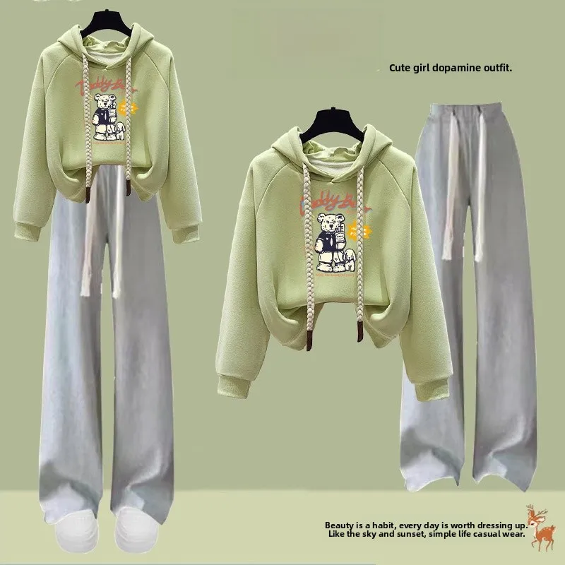 

Fashionable Sportswear Set for Teenage Girls Casual All-In-One Spring Autumn Cotton Long Sleeve Hoodie And Pants Two-Piece Suit