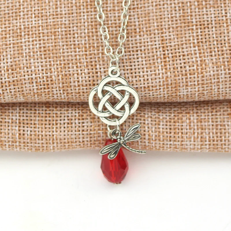 Fashion Outlander Scottish Iris Celtic Eternity Knot Cross Dragonfly Scottish Irish Gaelic Pendant Necklace Chain Jewelry