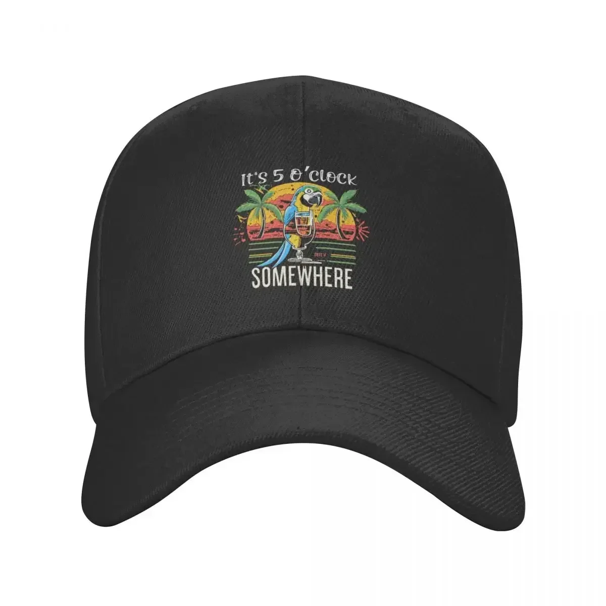 2026 It's 5 O’clock Somewhere Parrot Summer Beach Sunset Drinking Baseball Cap Kids Hat hiking hat Women Hats Men's