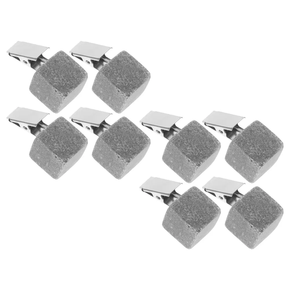 

8pcs Grey Tablecloth Camping Tablecloth Clips Weights Square Non Slip Picnic Camping Cloth Clips Stone Clamps Durability