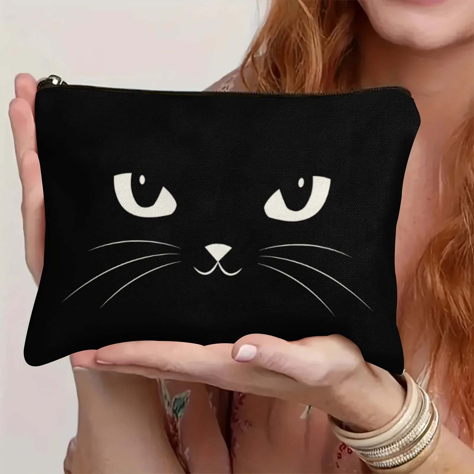 กระเป๋าแต่งหน้าแมวดำ - กระเป๋าซิปมัลติฟังก์ชั่นน่ารักสำหรับผู้หญิง, กระเป๋าเก็บเครื่องประดับ, กระเป๋าเดินทางซิปกระเป๋าเก็บของขนาดเล็กที่สมบูรณ์แบบ