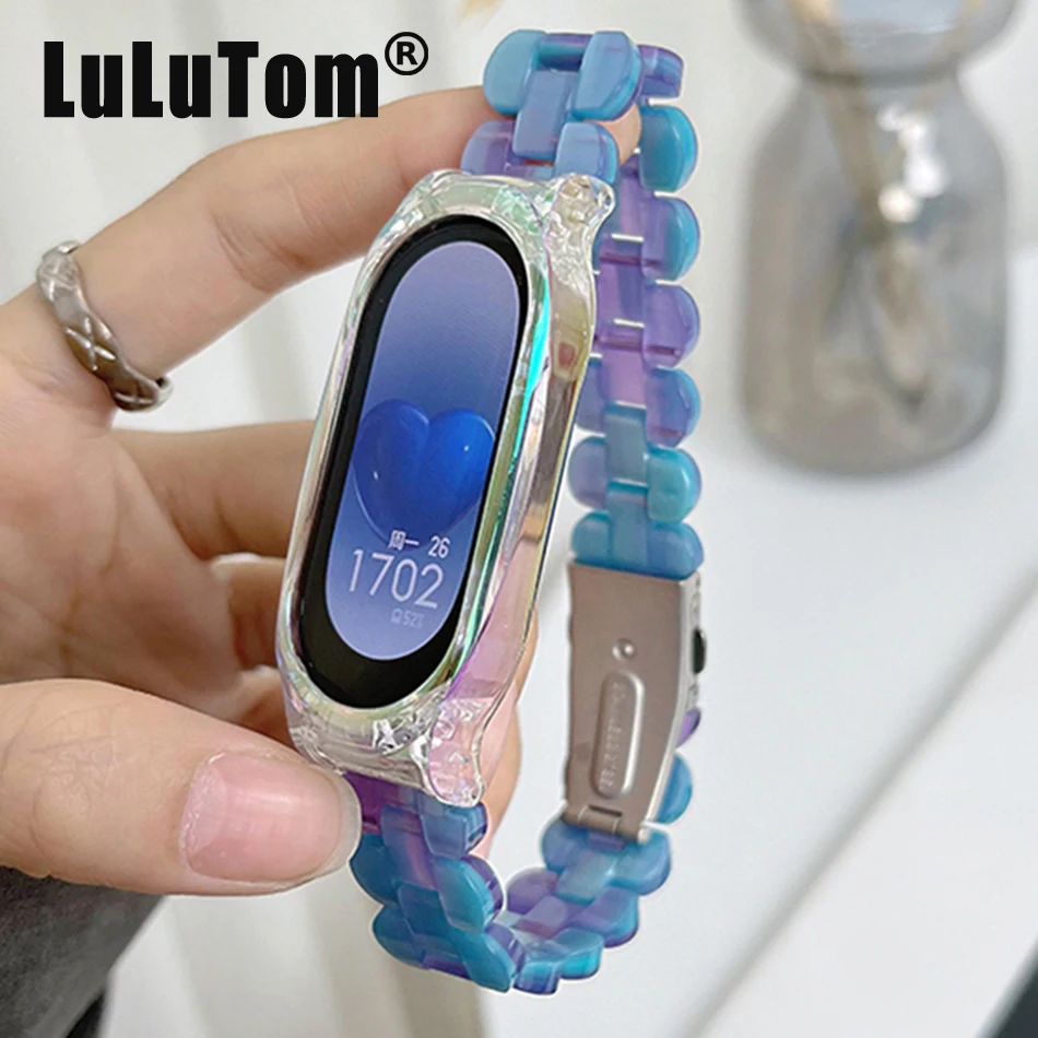 

Strap For Xiaomi Mi Band 8 7 Bracelet For Mi Band 5/6/4/3 Watch Band Fashion Laser Resin Acrylic Clear Smartwatch Accessories