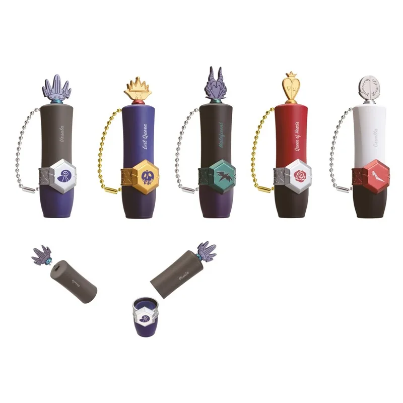 TAKARA TOMY Gashapon Capsule Toy Disney Villains Lip Case Miniature Toy Lipstick Model Pendant Key Chain Gacha Toy for Kids Gift