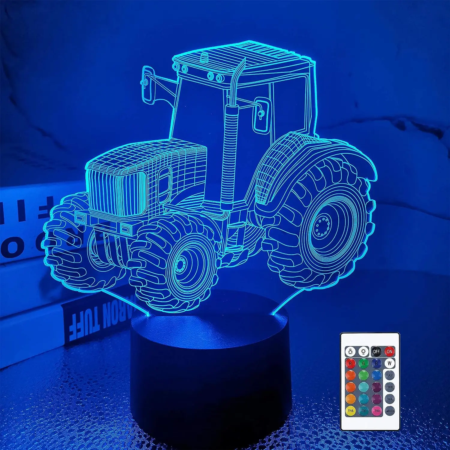 Tractor Car 3D Night Light Adolescent Room Decoration 3D Illusion Lamp Bedroom Table Lamp for Boys Kids Baby Christmas Gift