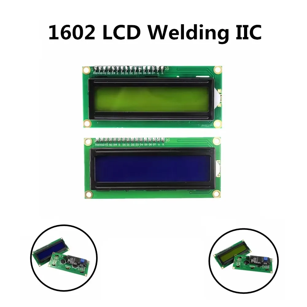 

5V LCD1602 1602 LCD Welding IIC Module Blue / Yellow Green Screen with IIC 16x2 Character LCD Display IIC I2C Interface