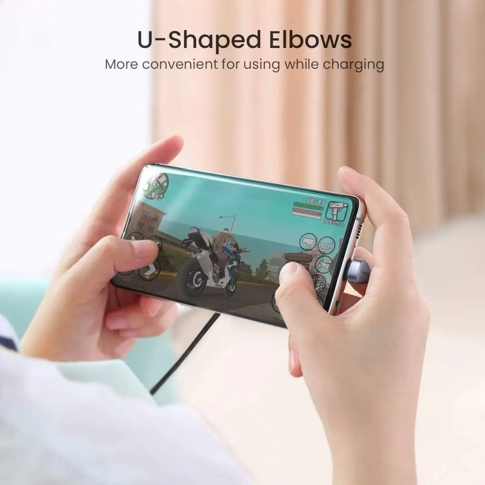 Cable UGREEN USB C Cable trenzado de nailon de carga rápida creativo en forma de U 6A MAX tipo C