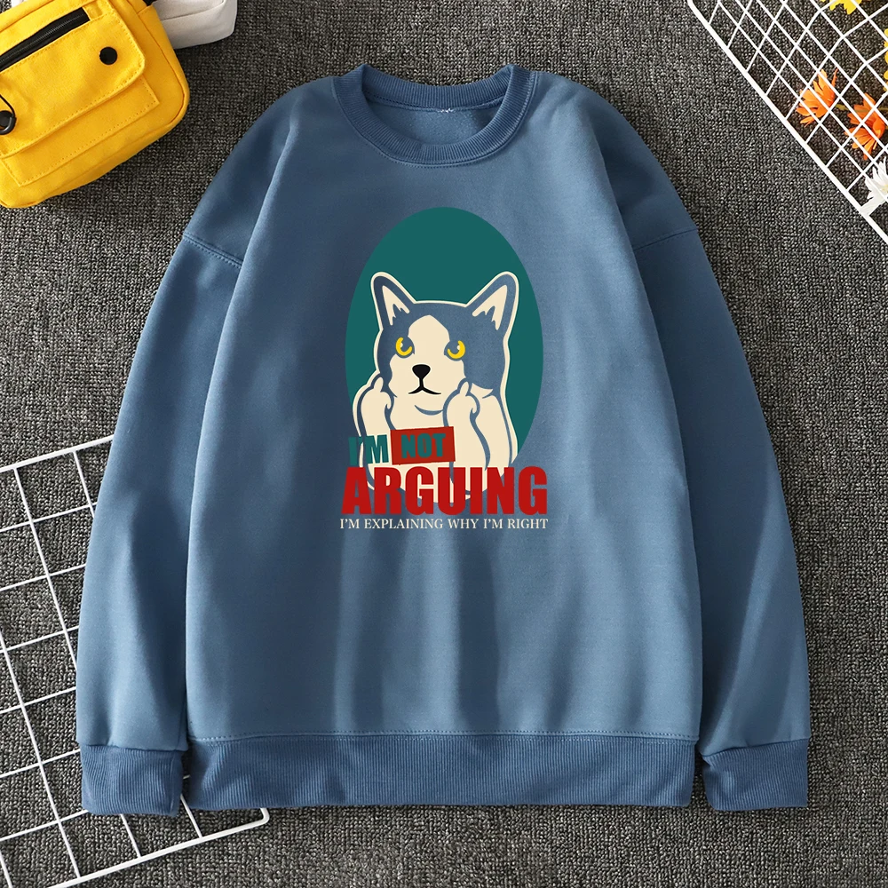 Funny Cat I Am Not Argue Printing Hoodies Women Harajuku Casual Hoodie Fashion Vintagehoody Fleece Oversized Female Sweatshirts