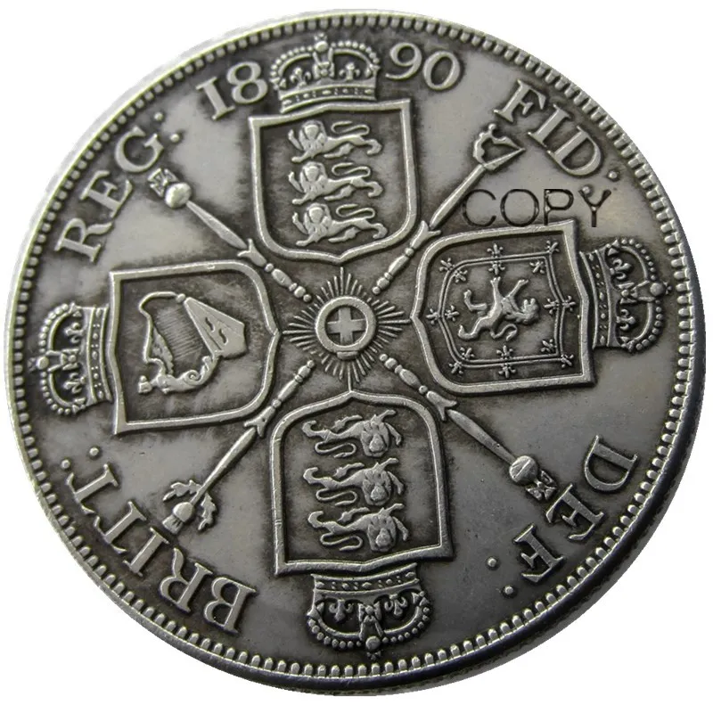 GREAT BRITAIN, Victoria Double Florin A Set Of(1887-1890) 4pcs Silver Plated Copy Coin