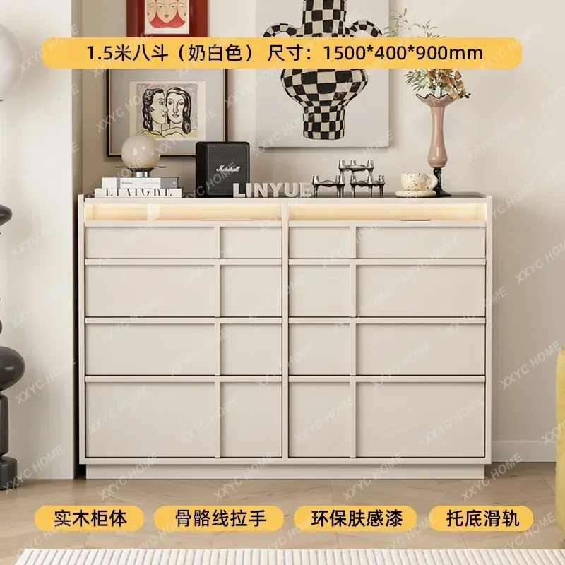 

DV Medieval style solid wood simple retro cream style against the wall side cabinet storage locker display cabinetH