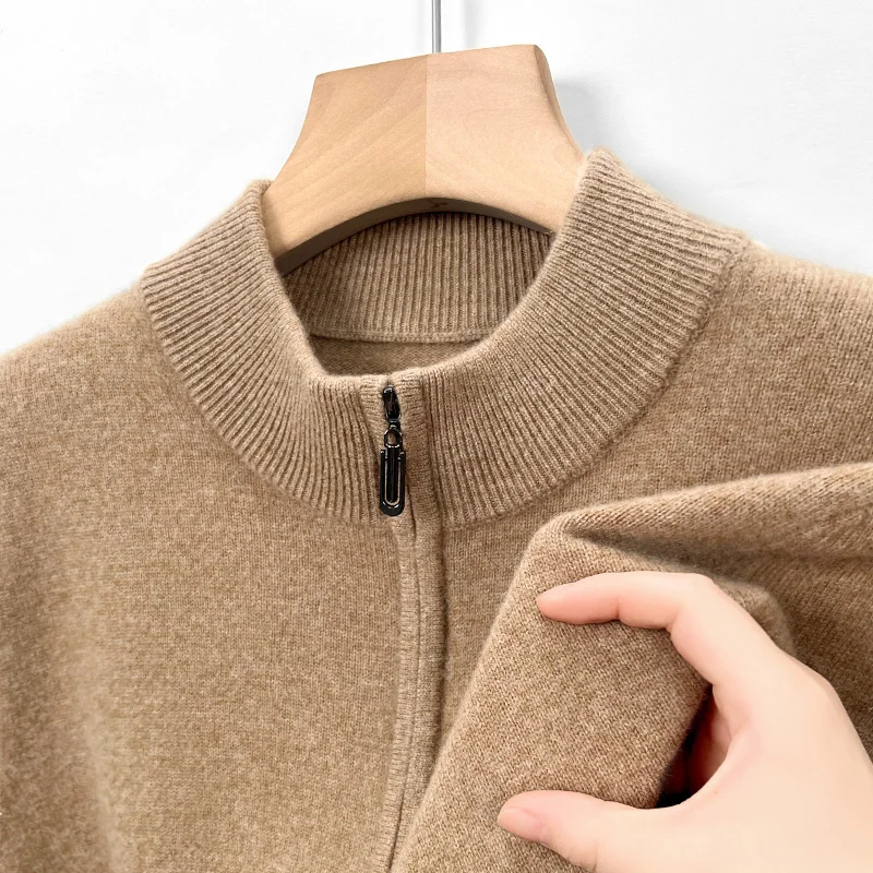 ฤดูใบไม้ร่วงฤดูหนาว 100% เสื้อขนสัตว์ผู้ชายธุรกิจสบายๆ SLIM FIT Pullover ถักเสื้อกันหนาวจัมเปอร์