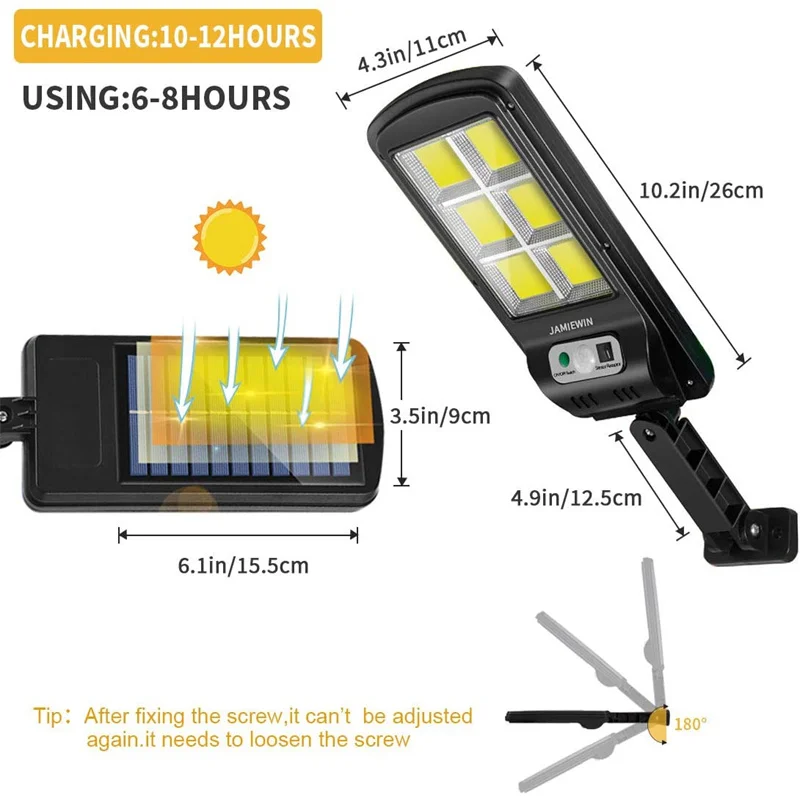 Réverbères solaires étanches avec détecteur de mouvement pour jardin, lampe murale à LED, 3 modes d\'éclairage, extérieur, 62 lumières