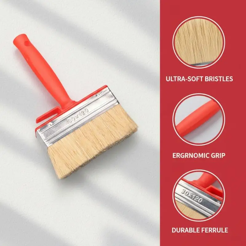1pc Flat Paint Brush Smooth Head for Wall Painting Labor Saving Design for Limewash Room Decoration