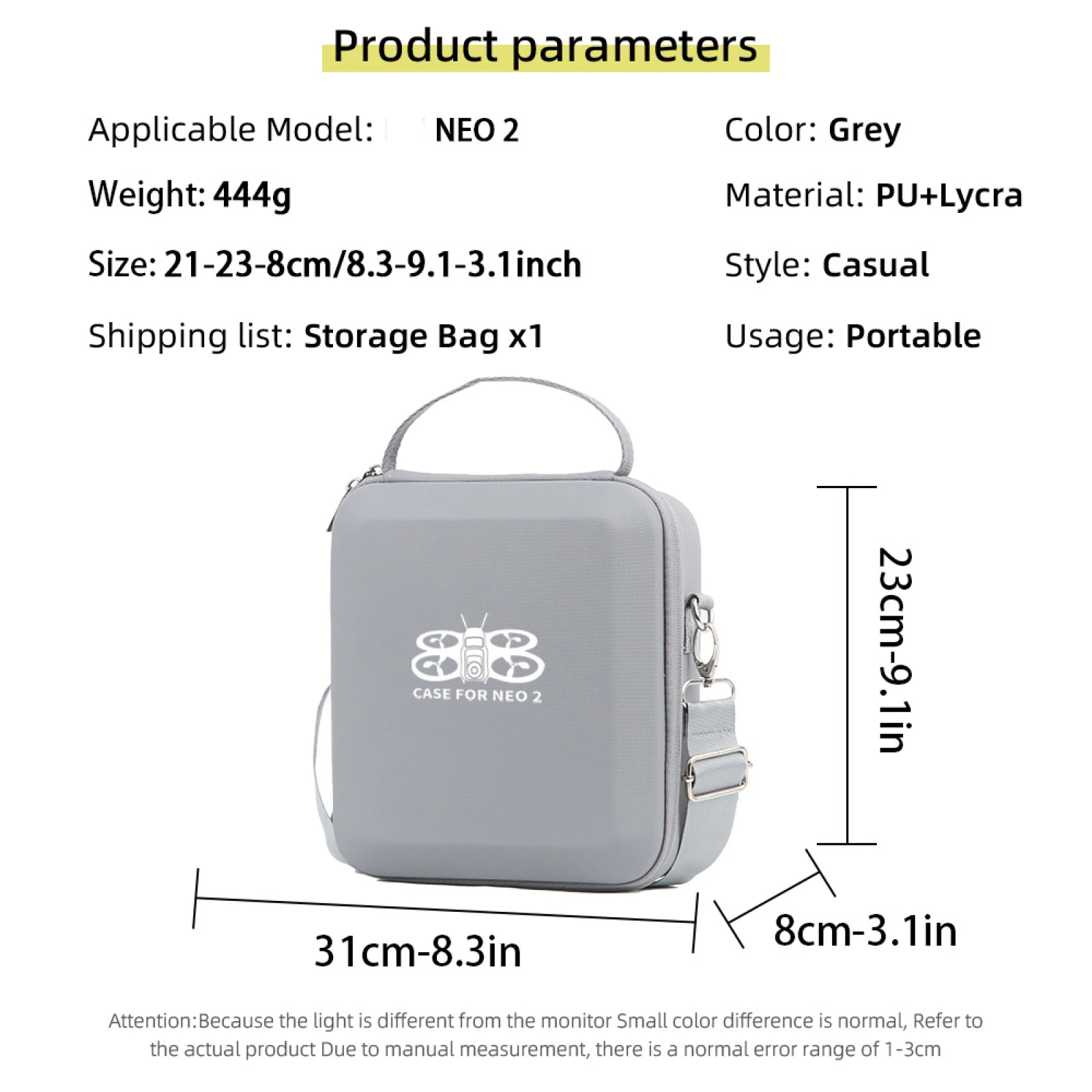 

Portable Carrying Case for DJI Neo 3 Drone Travel Storage Bag Shockproof Case for DJI Neo Accessories can storage Charging Hub