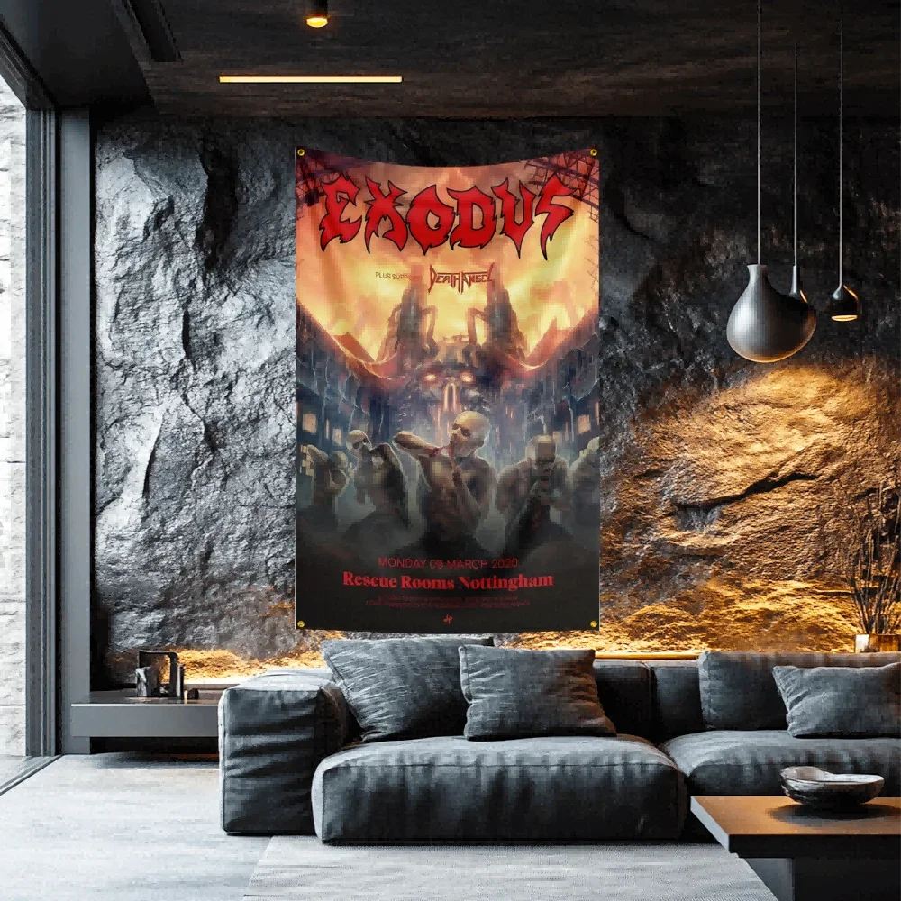 Exodus Inspired Rock Band Flag  Polyester Banner For Man Cave Wall Decor Music Fan Gift