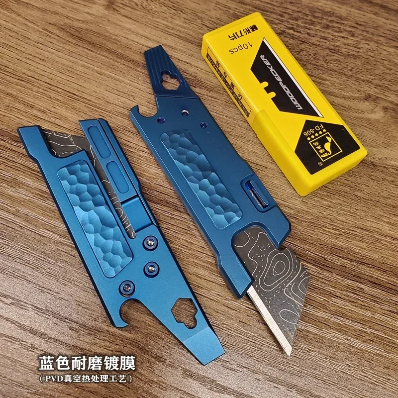 Imagem -05 - Edc Titanium Alloy Pocket Knife Cortador de Papel Desembalando Camping Ferramentas ao ar Livre Mini Utlity Faca Reta