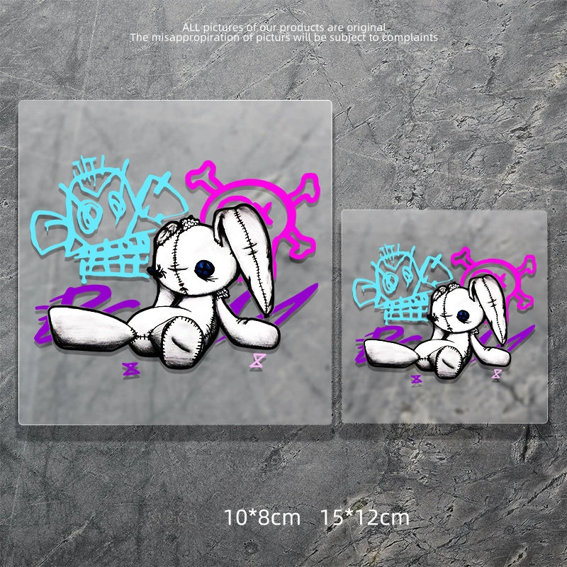 Mini Jinx Rabbit Doll Stickers, Anime Graffiti Design, Scratch Cover Decals for Car Motorcycle & Helmet Decoration