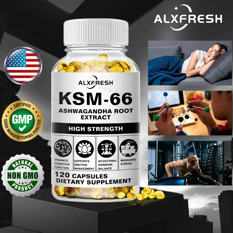 

Натуральные органические капсулы Supplements Ashwagandha KSM-66 для снятия стресса, фокуса, мозга, энергетической поддержки, добавки для здоровья сна