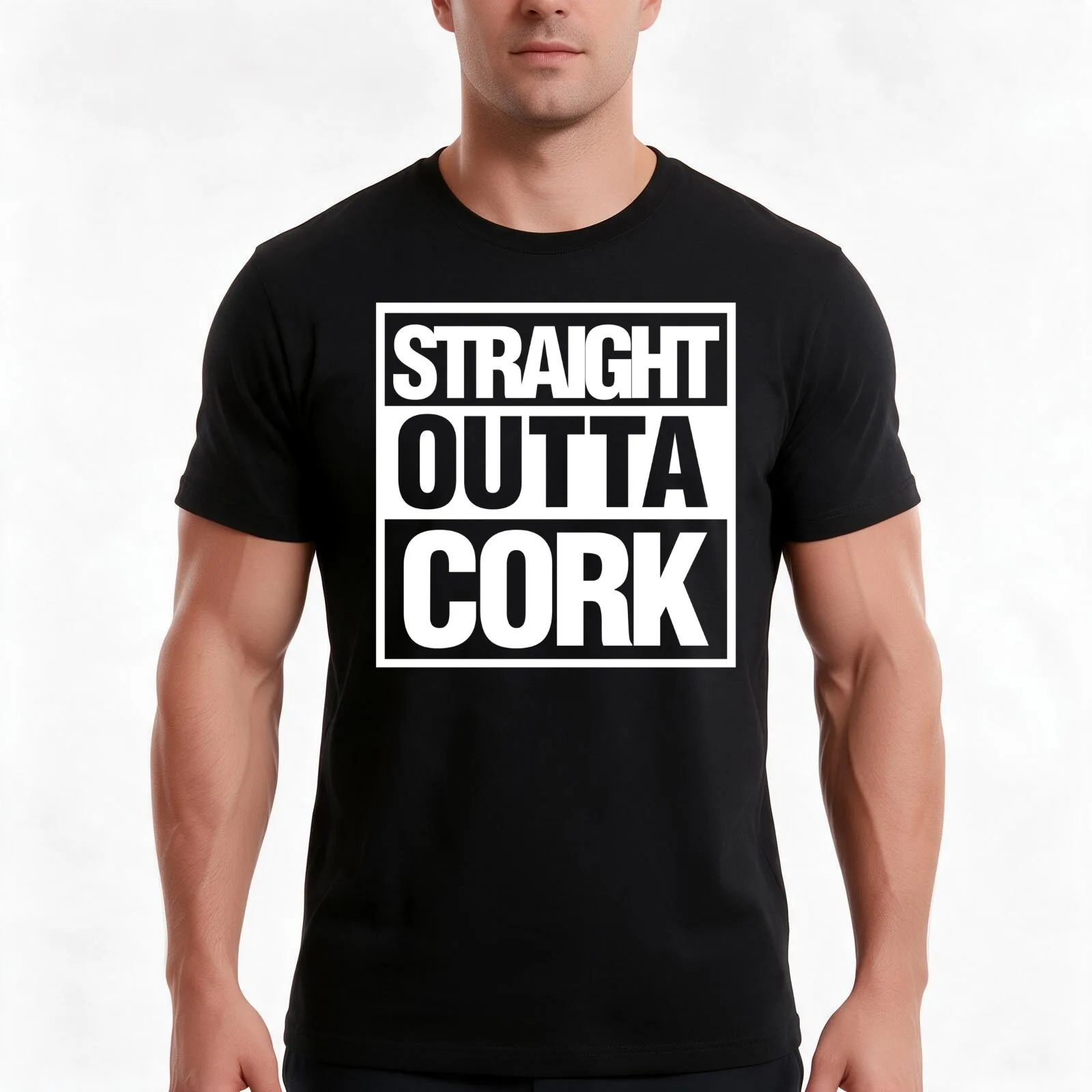 Straight Outta Cork Ireland Red T-Shirt, Summer Casual Cotton Tee, Oversized Streetwear Tops, Vintage Graphic Print, 100% Cotton