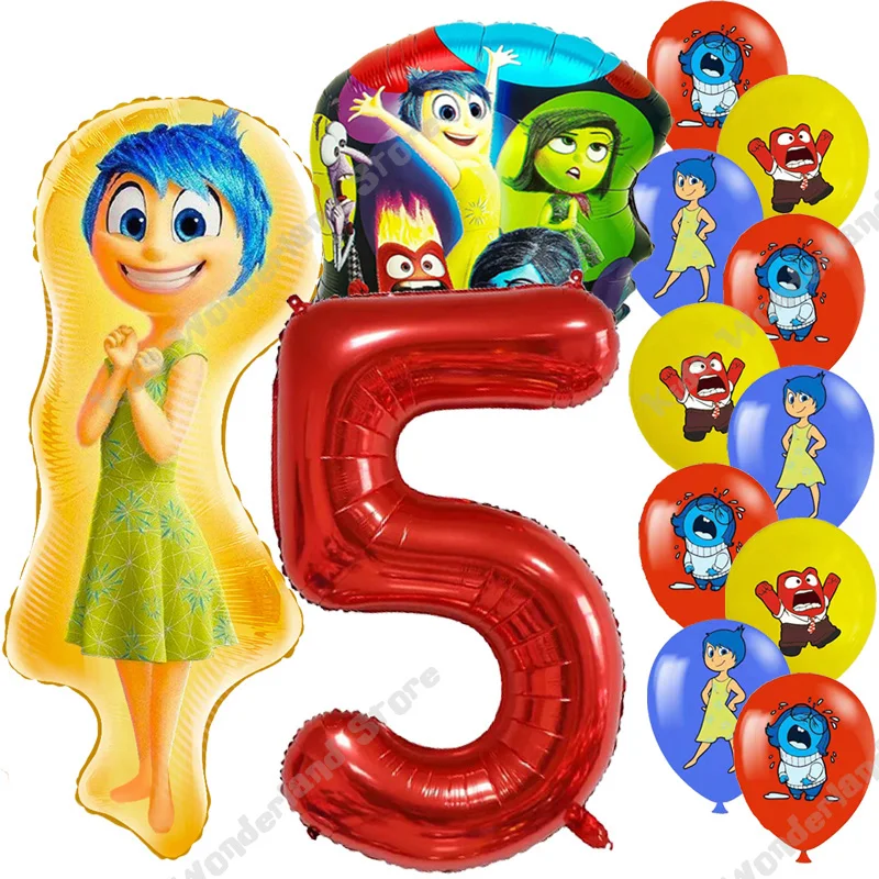 Disney Inside Out Balloon Bouquet Set blu rosso 32 pollici 1 ° 2 ° compleanno forniture per feste palloncini in lattice per ragazze ragazzi Home Decor