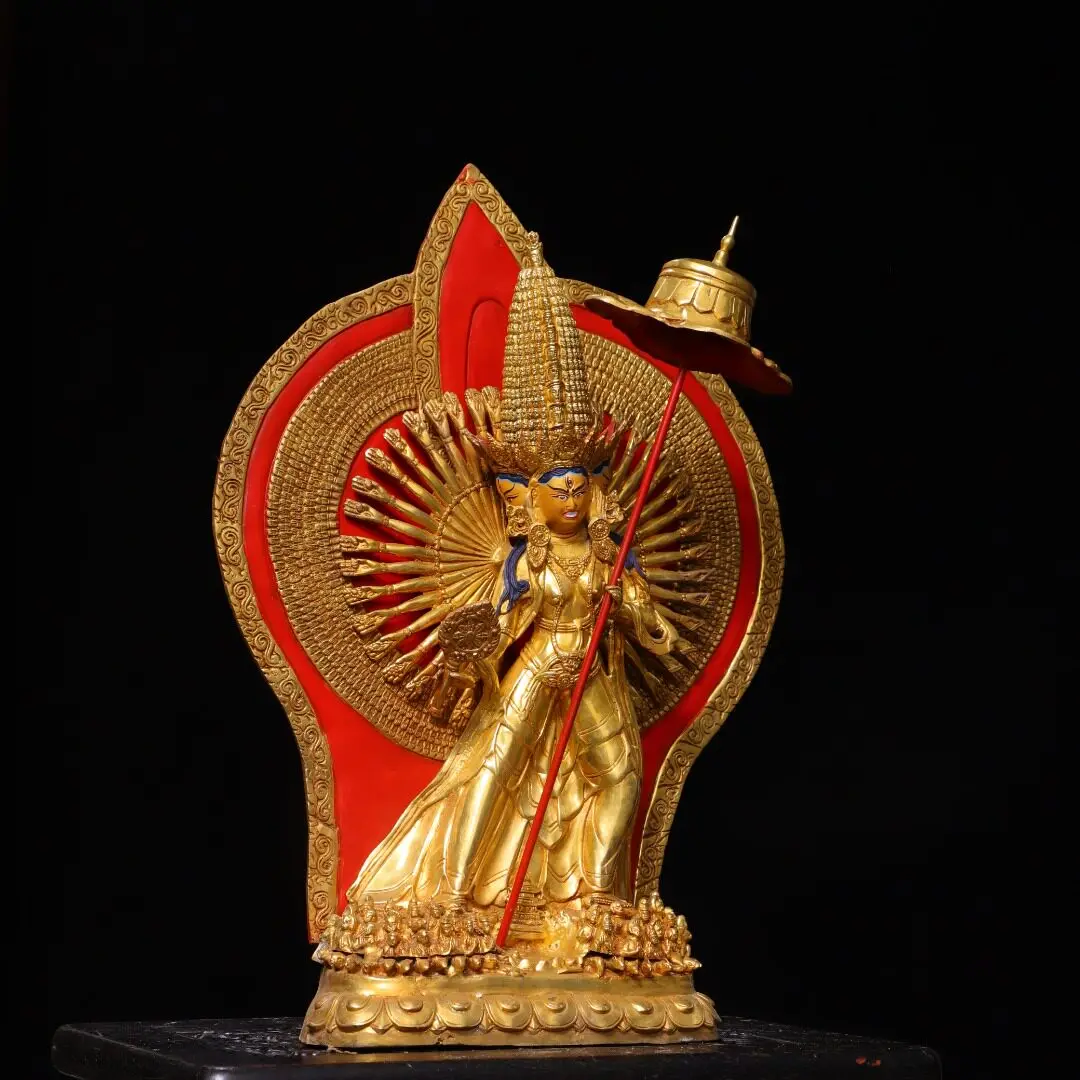 Large Sitatapatra Statue Thousand-Armed Full Gold Plated Pure Copper Nepalese Tibetan Altar Decor