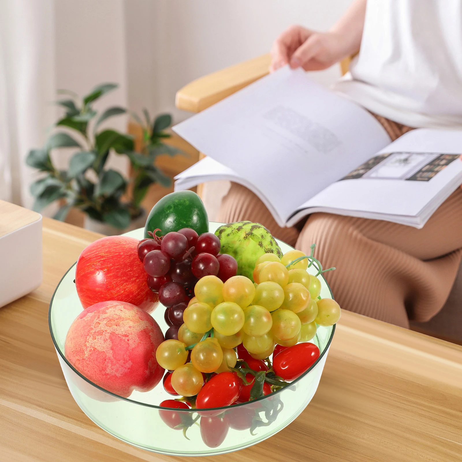 

Plastic Fruit Dish Plate Footed Bowl Tray Snack Platter Dessert Display Classic Design Reusable Safe Kitchen