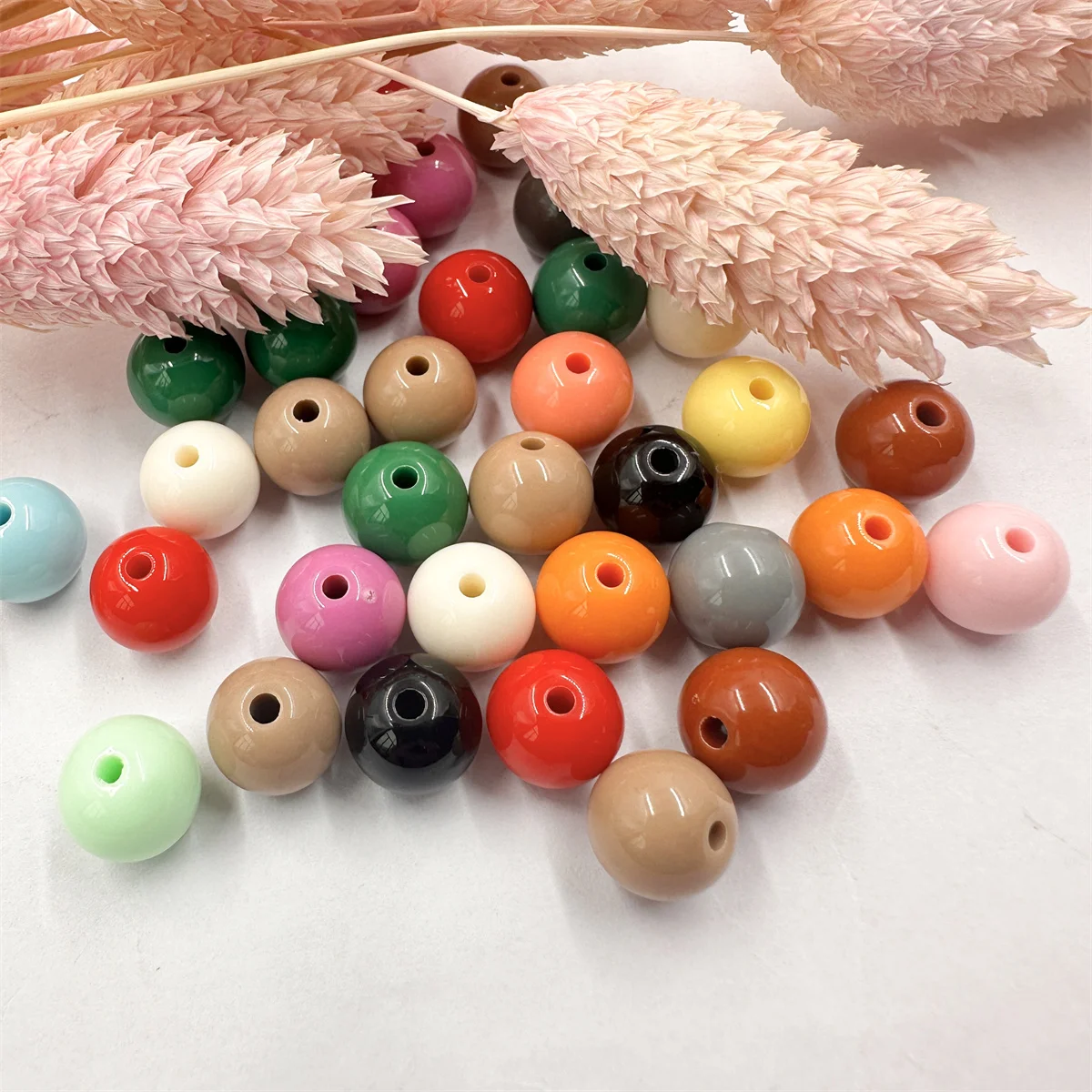 10mm 50pcs Multicolor Solid Color Acrylic Round Loose Beads For Jewelry Making DIY Bracelet Necklace Material Components