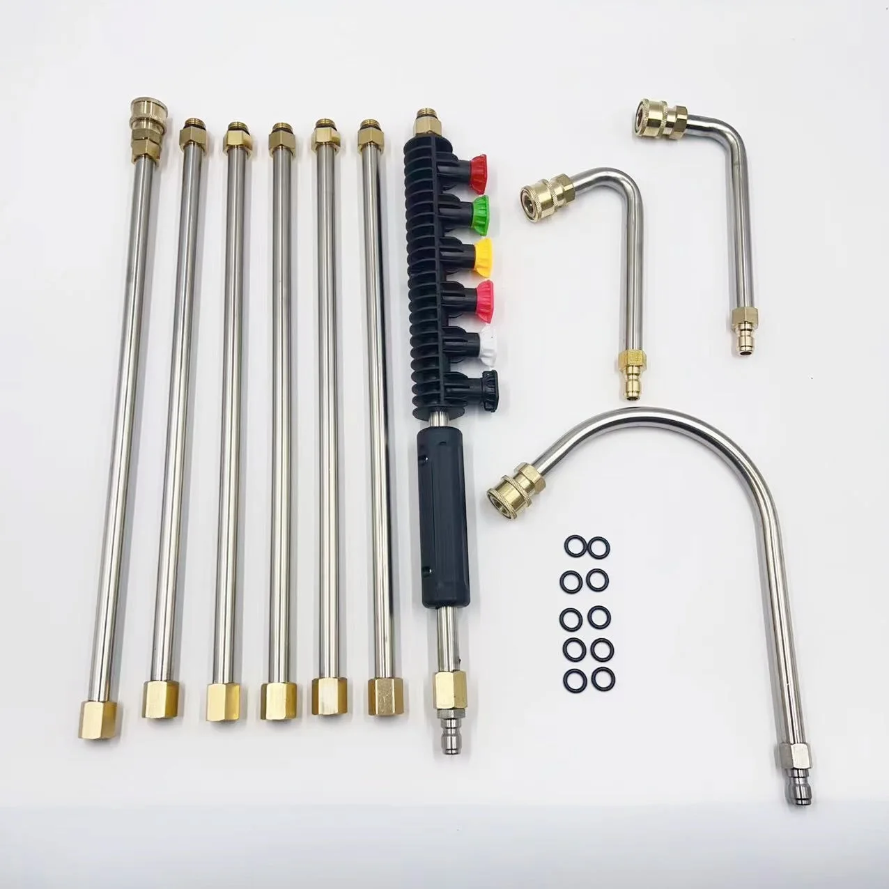 High Pressure Water Gun Stainless Steel Extended Rod Ten Pieces U-Rod Set 1/4 Inch Quick Connection 4000psi