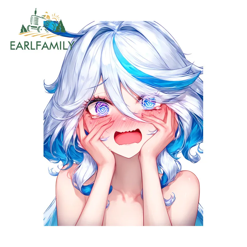 EARLFAMILY Genshin Impact Furina Car Stickers Humorous Skateboard Rear Windshield JDM Decal Occlusion Scratch Car Accessories