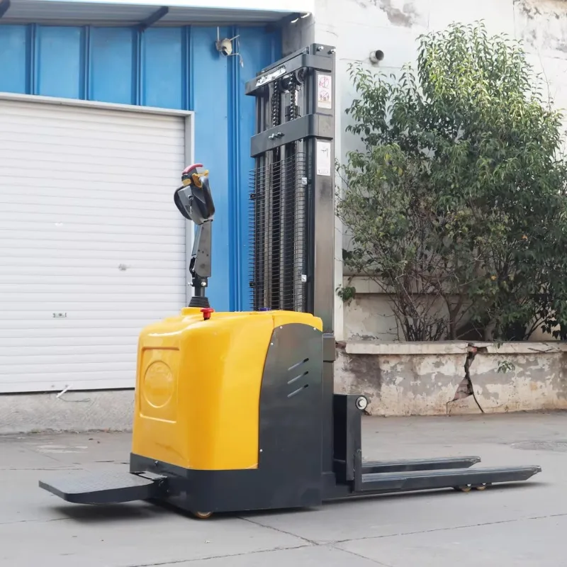 2000kg半電動パレットスタッカー自動走行バッテリー油圧ハンドリフティングスタッキングトラックフォークリフトスタッカー