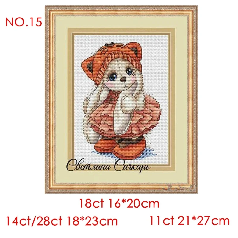 Cross Stitch Kit Cute Cartoon Bunny Series 15 28ct 18ct 14ct 11ct can be Customized Printed cloth hand Embroidery Material Pack