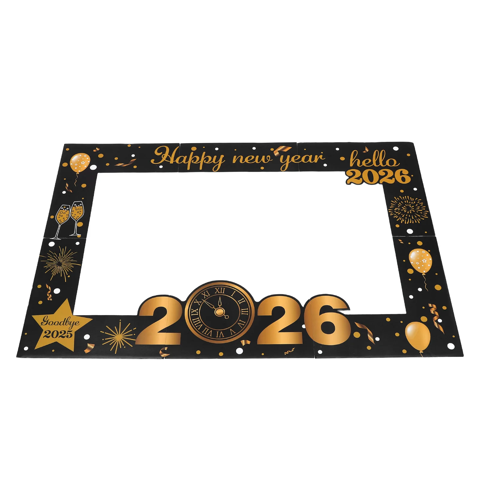 

2026 New Year Photo Frame Sturdy New Year Party Props Lightweight Easy Assembly Decorations for Eve Celebrations