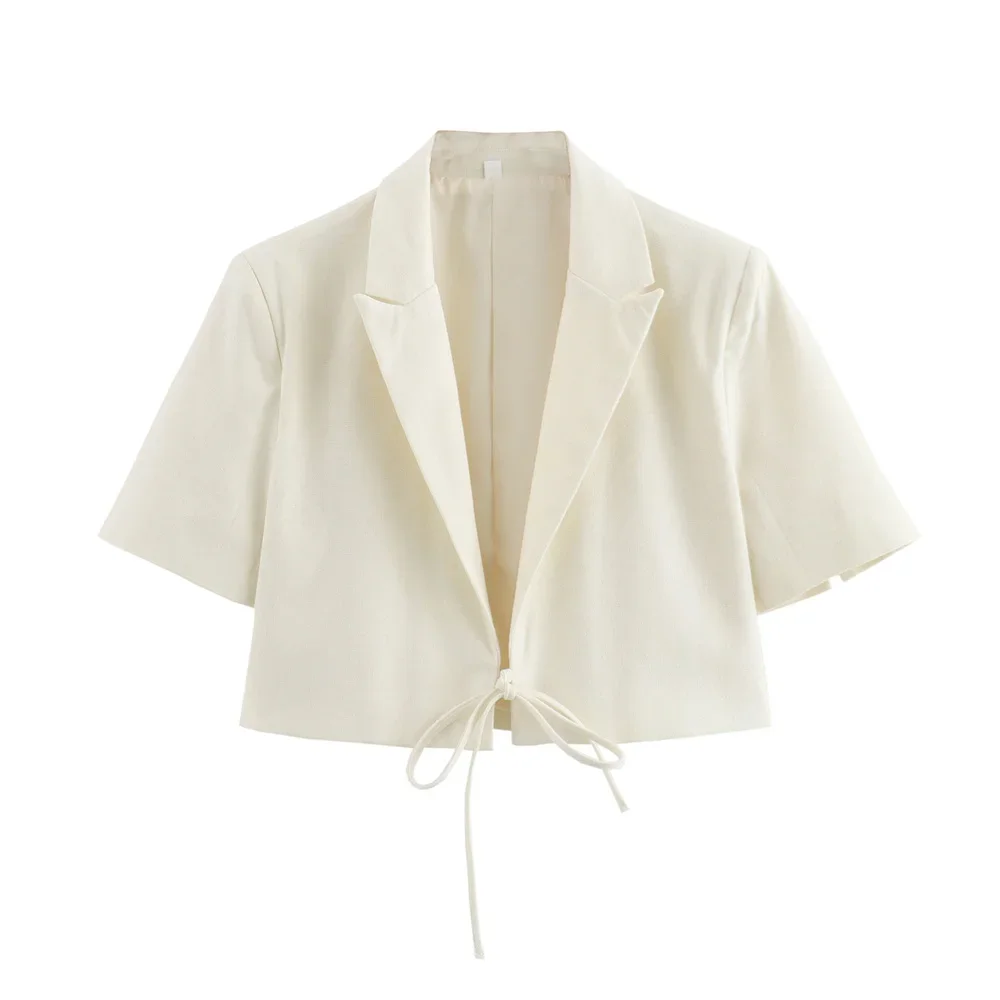 LIBIELIY 2025 Summer New Women's European And American Luxury Temperament Versatile Bow Decoration Short Casual Suit Coat
