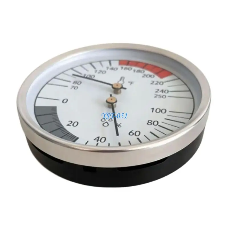 E15A Steam Area Temperature and Moisture Monitor, Mechanical No-Battery Wall Meter with Clear Reading Window, Upper Hook and