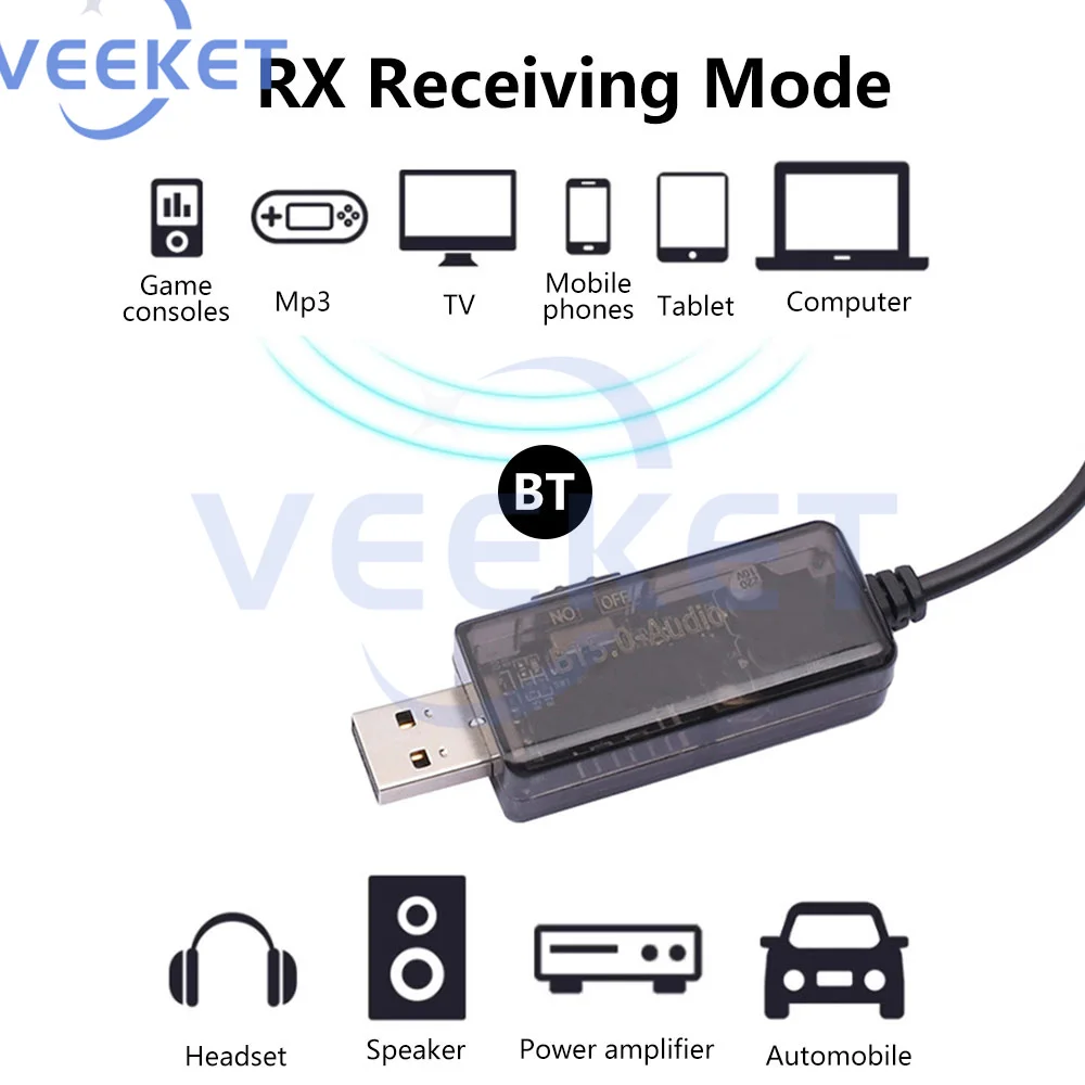 AUX Adapter USB Bluetooth 5.0 Transmitter Receiver Wireless Audio Adapter Bluetooth for TV PC Headphones Speakers Car