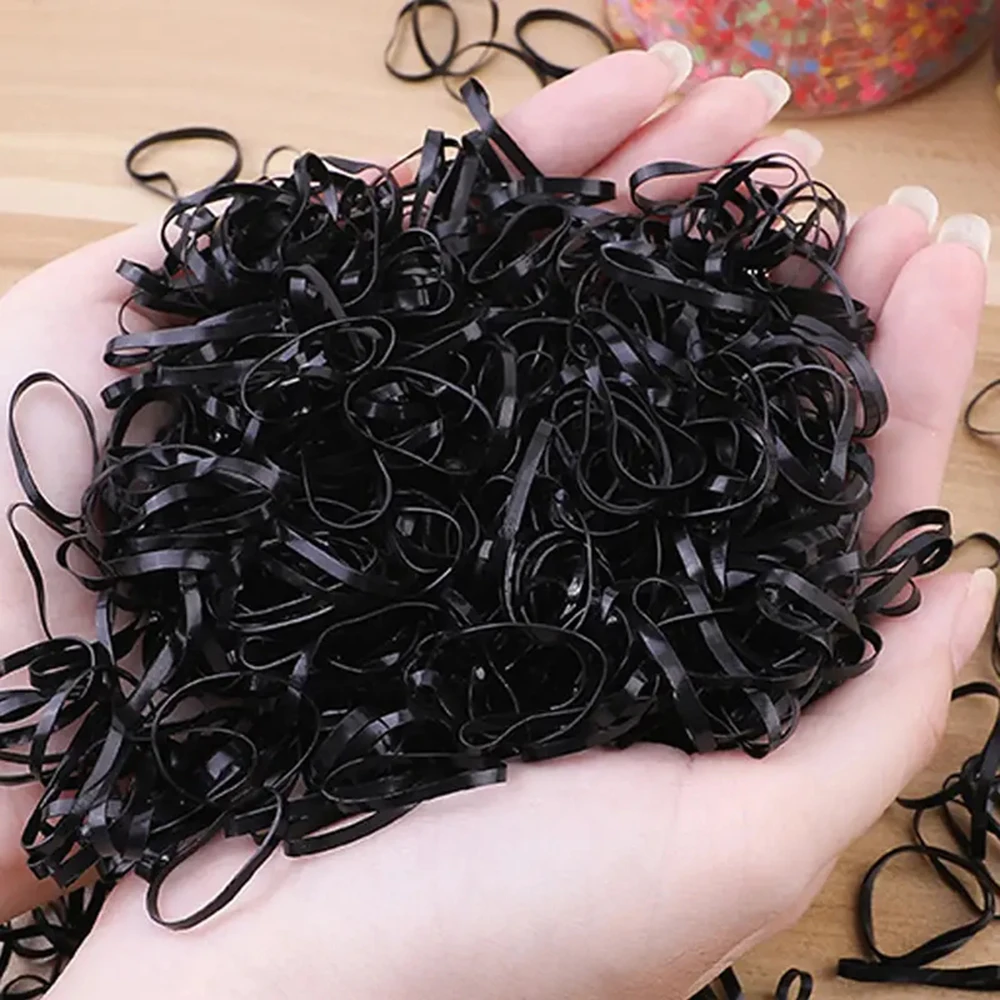 1000 Pcs/Pack Colour Children Disposable Rubber Band Black Transparent High Elasticity No Harm to Hair Hair Accessories Headband