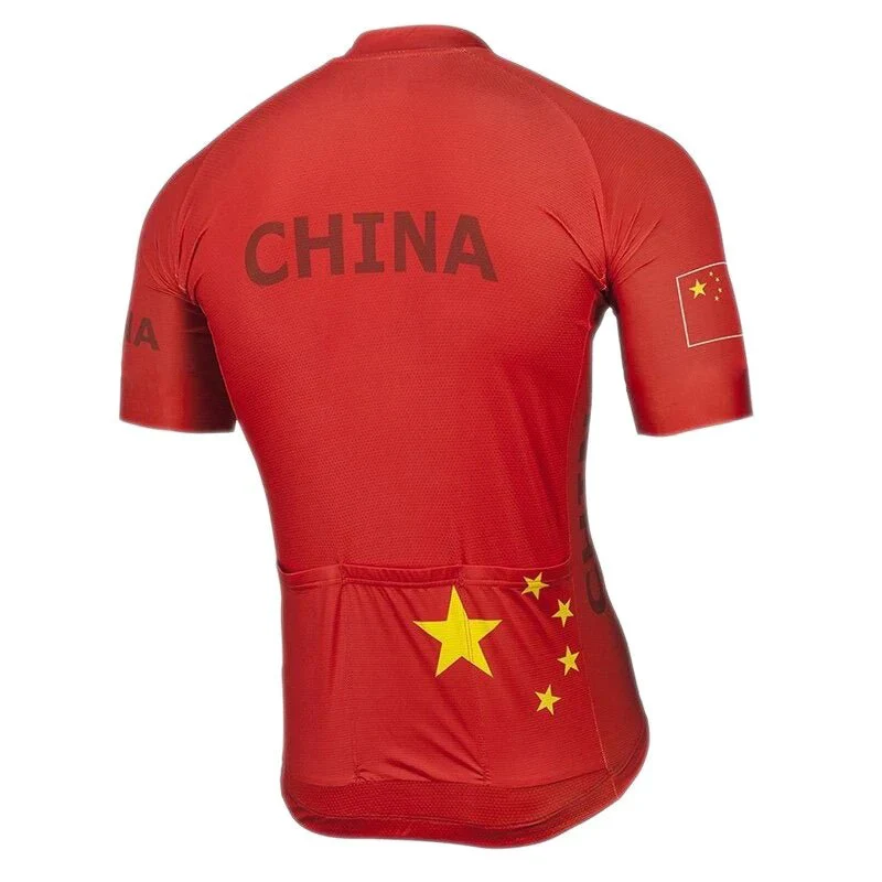 NEW Men\'s China Team Red Cycling Jersey Bike Clothing Bicycle Wear Short Sleeve Customizable