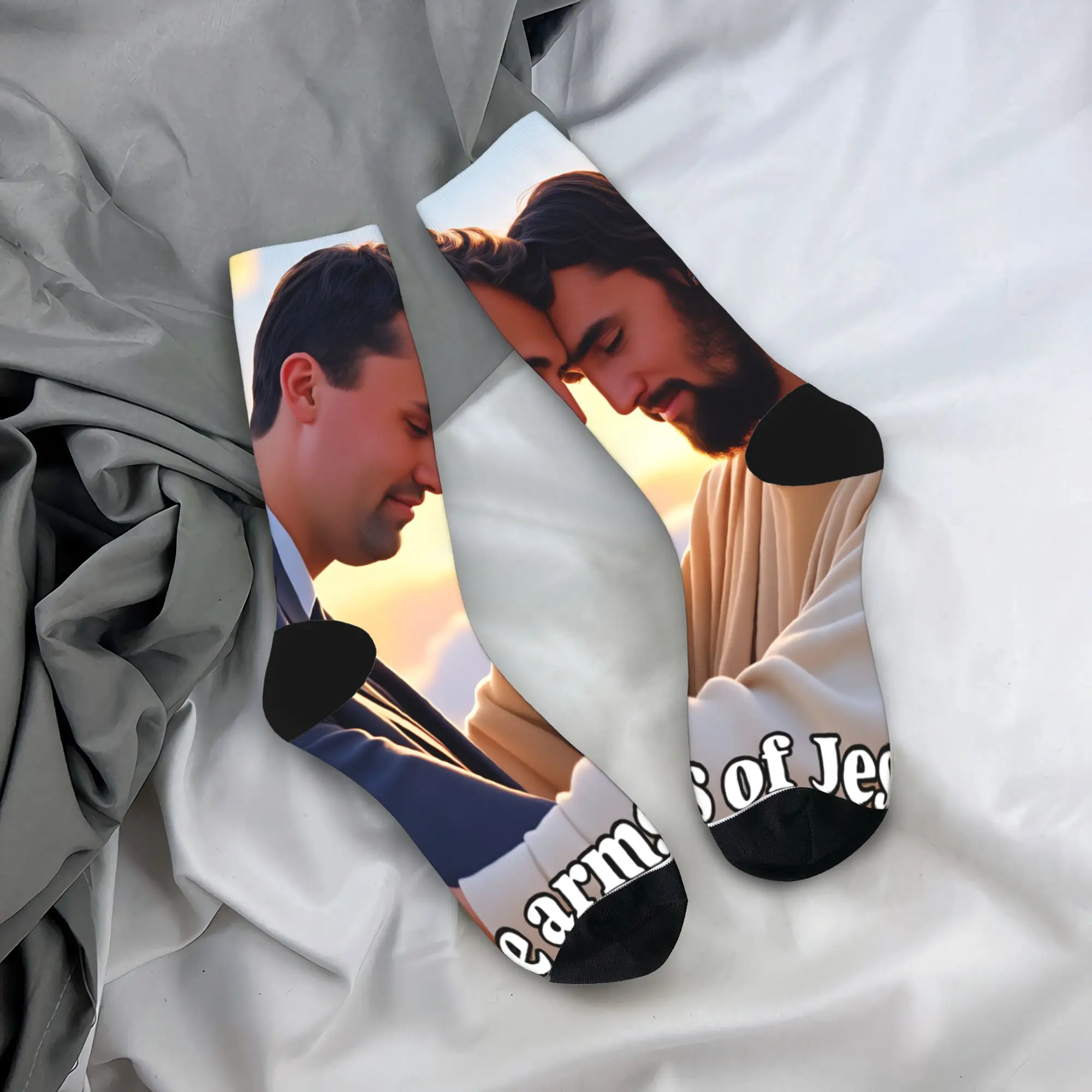 

Носки с гербом Иисуса, молитвенный момент, нескользящие чулки, мужские качественные носки для скейтборда, осенние носки с модным дизайном