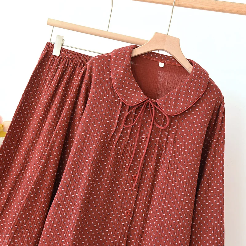 لطيف الحلو الأزهار المطبوعة بنطلون بيجامة مجموعة للنساء الربيع والخريف نمط جديد طويل الأكمام السراويل النساء بيجامة البدلة ﻿