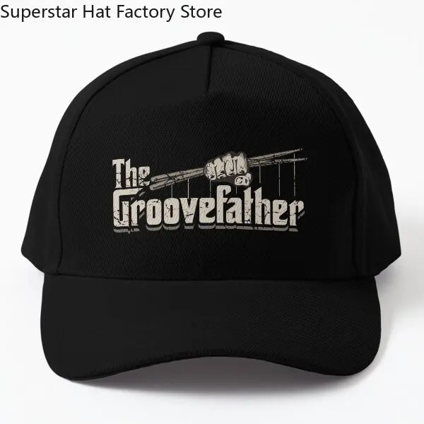 The Groovefather Vintage Drummer Design  Baseball Cap Hat Outdoor Casquette Boys Hip Hop Black Fish Mens Spring Women Snapback