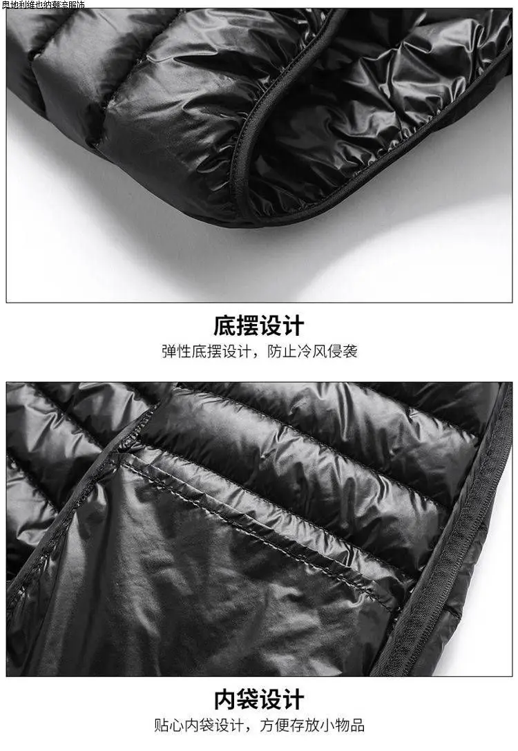 2024 New Light and Thin Down Cotton Men's Stand-up Collar Hooded Thermal Jacket winter jacket men