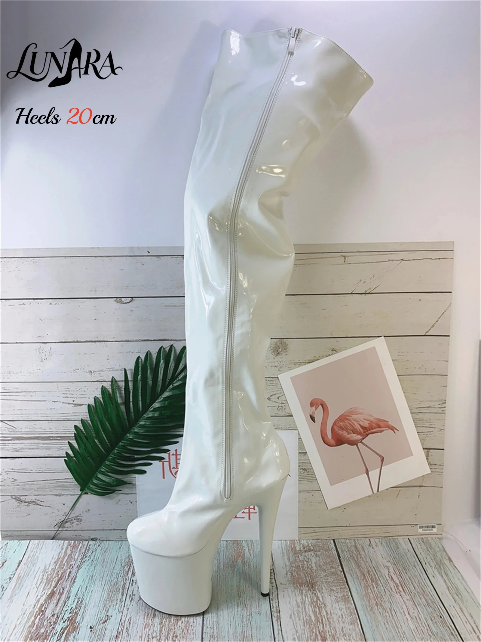 20cm/8Inch Red Patent Platform High Heel Over the Knee Boots Lace-Up Zipper Non-slip Gothic Pole Dance Nightclub Womens Rave