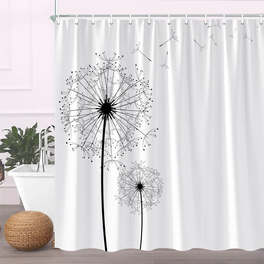 Plant Flower Shower Curtains Dandelion Watercolor Butterfly Floral Bath Screen Garden Bathroom Accessories Set Home Decor Fabric