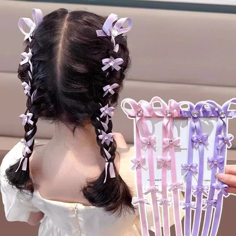 

1Pair Girls Hair Accessories Bows Ribbons Tassels Braided Hair Ropes Purple Headband for Girls Hair Ties Braiding Decoration