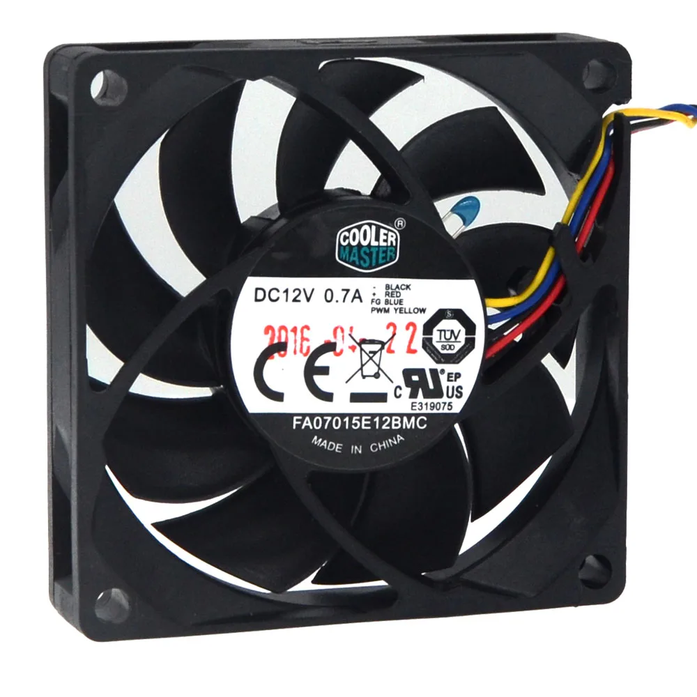 

FA07015E12BMC New For coolermaster 70mm pwm fan DC 12V 0.70A 7CM 70X15mm 7015 4 wires CPU cooling fan