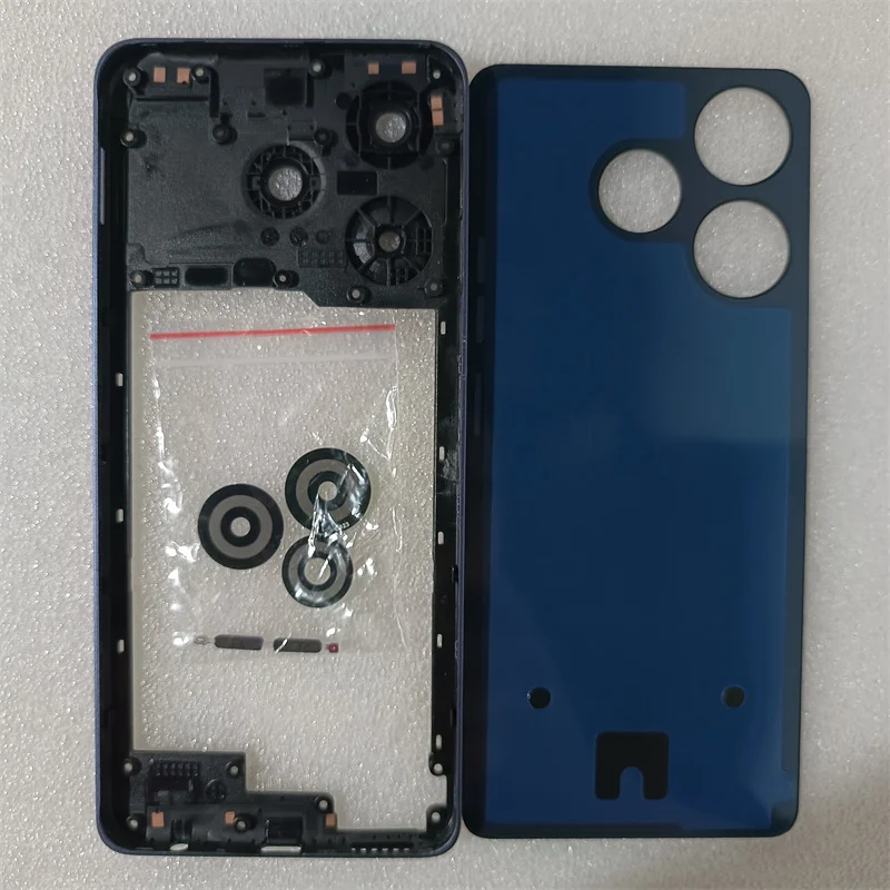 Środkowa Ramka Przednia + Szkło, Pokrywa Baterii, Tylna Obudowa z Klejem do Tecno Spark 10 Pro KI7 — zdjęcie produktu 3