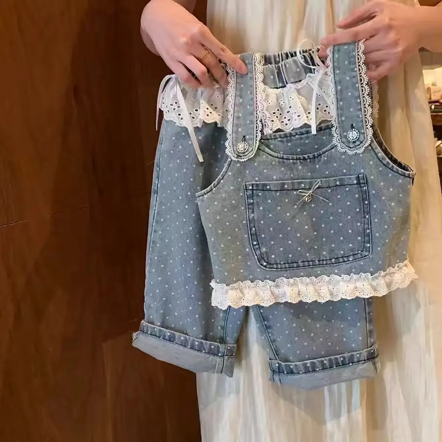 

Korean Children's Clothing 2025 Spring Clothing New Girls' Suit Children's Foreign Style Fashionable Denim Vest Pants