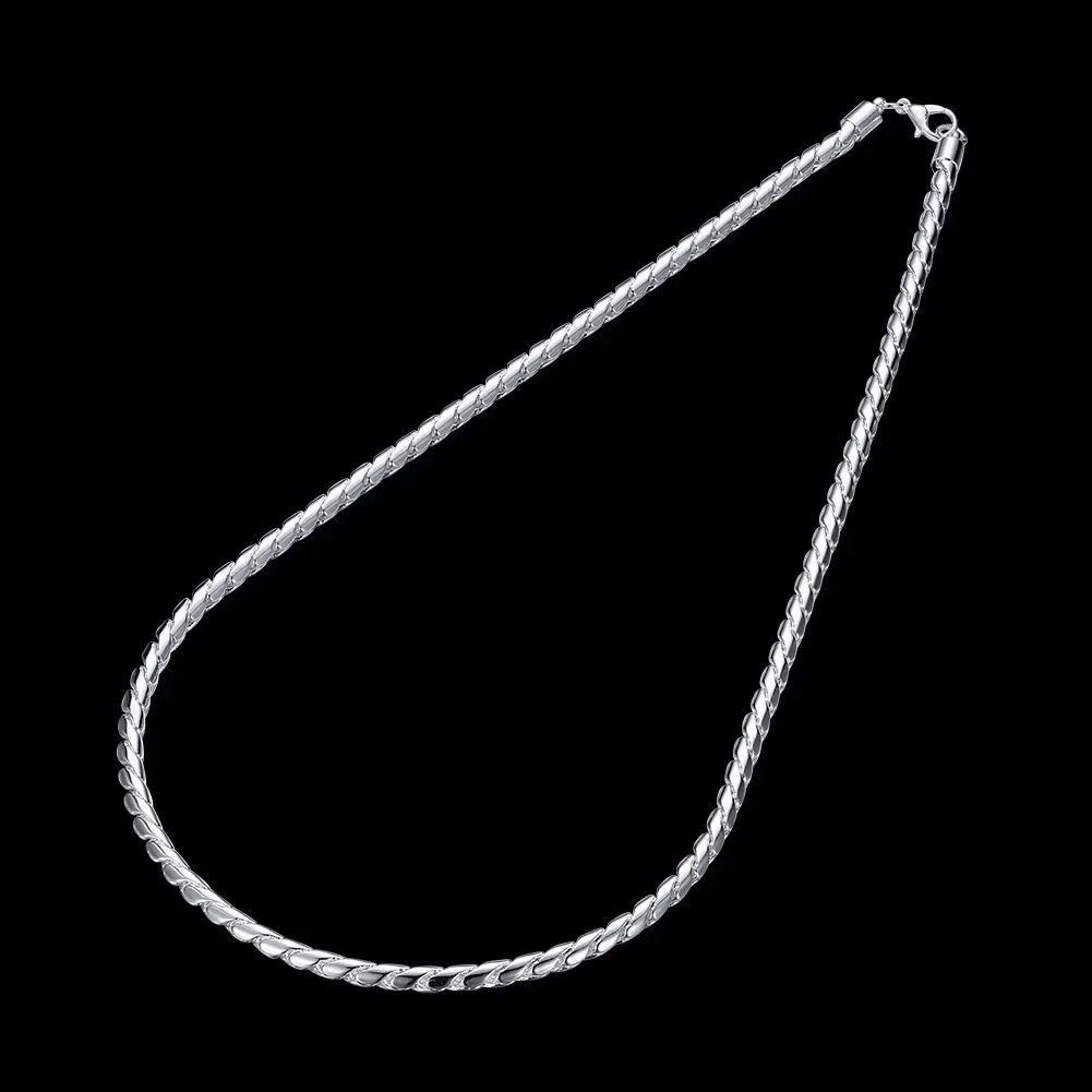 Factory Direct 925 Sterling Silver Necklace for woman men's 20 inch personality 4MM Twisted rope chain Christmas gift Jewelry