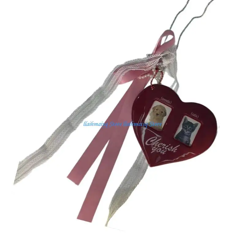 573B الإبداعية القلب قلادة قلادة سلسلة المفاتيح الأنيقة قلادة متعددة الوظائف قلادة للجنسين قلادة الملمس المعدني للرجل