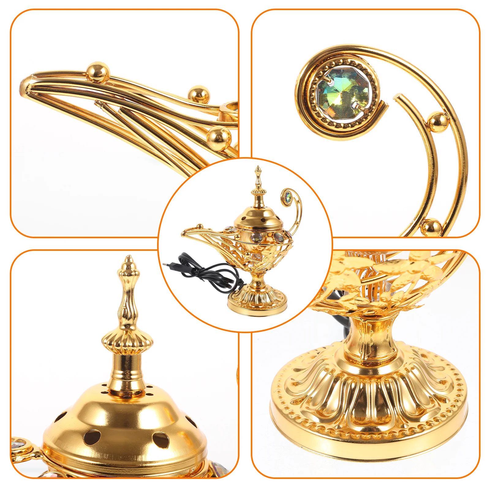 

Electric Incense Burner Middle Eastern Style Tabletop Portable Censer Decorative Aromatherapy Burner Relaxation Aid