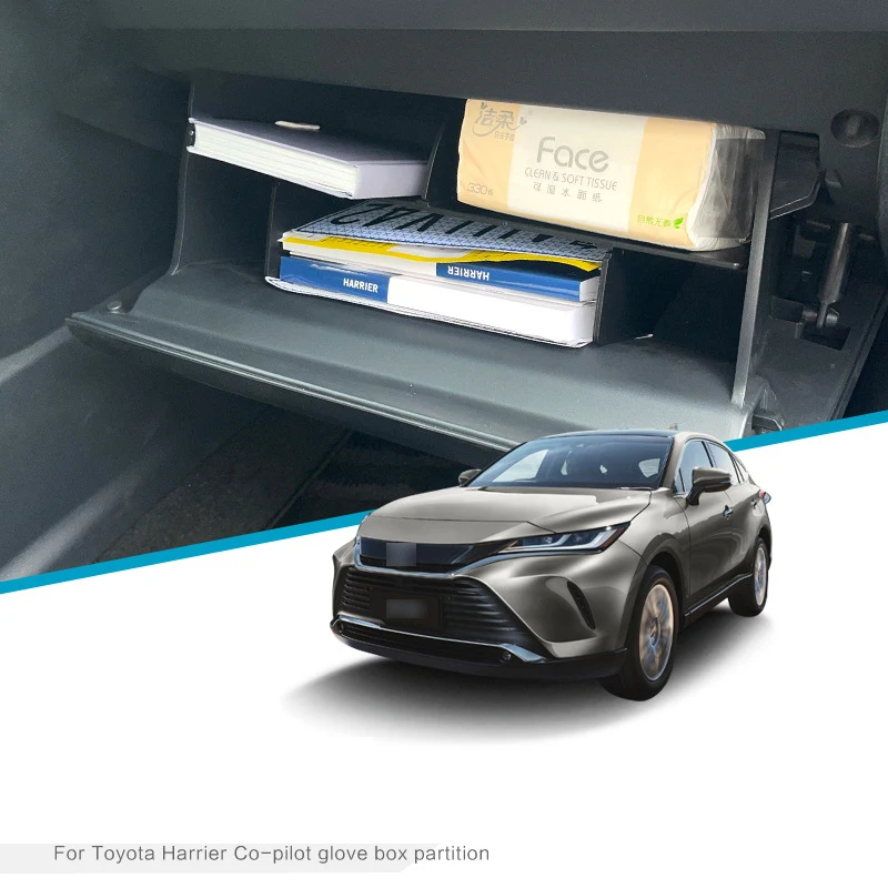 For Toyota Harrier 80 XU80 2021 2022 Co-pilot Glove Box Clapboard Organizer Storage Rack Shelf Car Interior Storage Partition